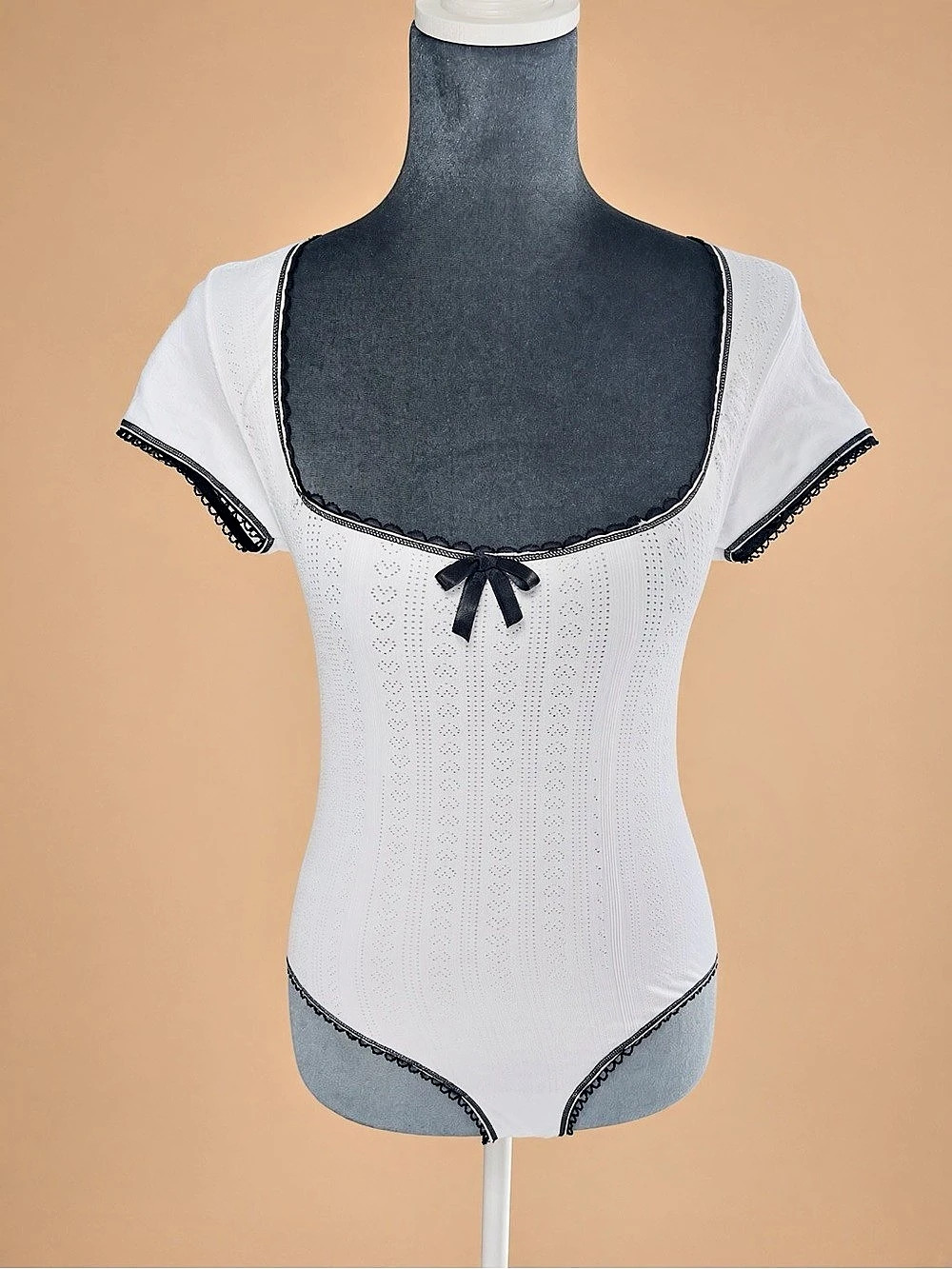 Nasty Gal White & Black Bodysuit Size M-L NWT See flaws in images
